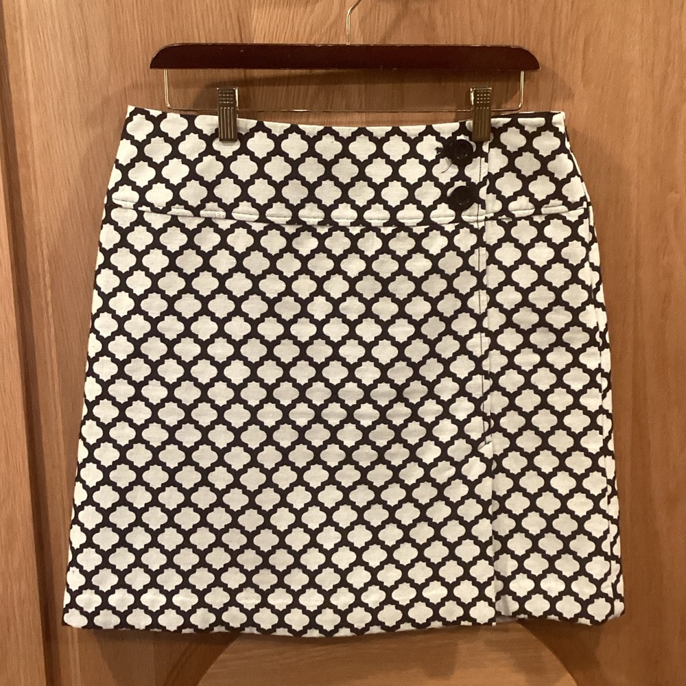 Talbots Black and White Geometric Mini Skirt